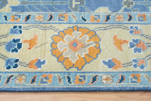 Load image into Gallery viewer, Lively Blue Oushak Rug with Lemon & Orange Accents, Vibrant Modern Addition to Your Living Room
