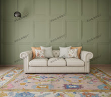 Load image into Gallery viewer, Shore Serene Wool Rug in Pink Oushak | Fashionable Multicolored Area Rug | Speedy Ship Customized Turkish Rug