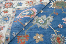 Load image into Gallery viewer, Sapphire Seascape | Handwoven Oushak Rug with Ruby Accents | Blue & Ivory