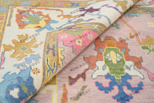 Load image into Gallery viewer, Shore Serene Wool Rug in Pink Oushak | Fashionable Multicolored Area Rug | Speedy Ship Customized Turkish Rug