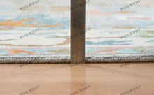 Load image into Gallery viewer, Silver Sonata | Handwoven Oushak Rug | Gray, White, Blue & Orange Accents