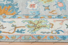 Load image into Gallery viewer, Silver Sonata | Handwoven Oushak Rug | Gray, White, Blue & Orange Accents