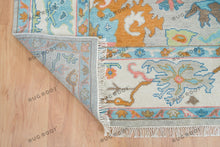 Load image into Gallery viewer, Silver Sonata | Handwoven Oushak Rug | Gray, White, Blue & Orange Accents