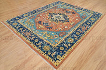 Load image into Gallery viewer, Rug Root Rust, Blue & Gold Hand-Knotted Serapi Rug | Vibrant Wool Carpet | 9'x12'