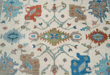 Load image into Gallery viewer, Global Fusion | Handwoven Oushak Rug | Ivory with Sky Blue Accents | Wool, Living Room
