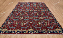 Load image into Gallery viewer, Modern Anatolian Elegance | Hand-Knotted Turkish Wool Rug in Deep Red and Navy