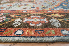 Load image into Gallery viewer, Handcrafted Harmony | Turkish Rug in Silver, Rust, and Blue | A Modern Masterpiece