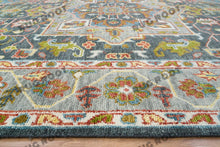 Load image into Gallery viewer, Moroccan Inspired Turkish Rug | Hand-Knotted Wool Rug with Vibrant Colors and Geometric Patterns