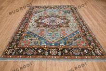 Load image into Gallery viewer, Handcrafted Harmony | Turkish Rug in Silver, Rust, and Blue | A Modern Masterpiece