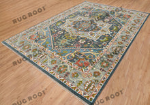 Load image into Gallery viewer, Moroccan Inspired Turkish Rug | Hand-Knotted Wool Rug with Vibrant Colors and Geometric Patterns