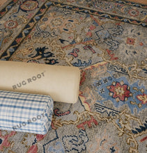 Load image into Gallery viewer, Serene Oasis | Modern Oushak Rug in Soothing Blues and Grays with Pink Pops