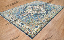 Load image into Gallery viewer, Global Treasures | Handcrafted Turkish Rug in Blue and White with Vintage Flair
