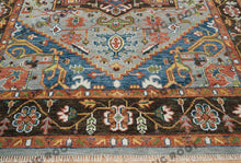 Load image into Gallery viewer, Handcrafted Harmony | Turkish Rug in Silver, Rust, and Blue | A Modern Masterpiece
