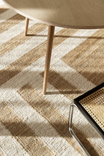 Load image into Gallery viewer, Handwoven Jute &amp; Wool Rug with Striped Cross Pattern in Natural &amp; Ivory – Flatweave
