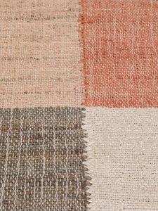 Handwoven Jute & Wool Rug with Color Block Design in Grey, Pink, and Ivory – Flatweave