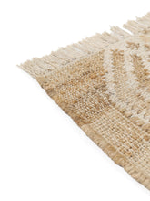 Load image into Gallery viewer, Handwoven Jute &amp; Wool Rug with Geometric X Pattern in Natural &amp; Ivory – Flatweave
