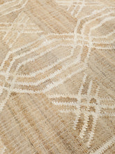Load image into Gallery viewer, Handwoven Jute &amp; Wool Rug with Geometric X Pattern in Natural &amp; Ivory – Flatweave
