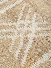 Load image into Gallery viewer, Handwoven Jute &amp; Wool Rug with Geometric X Pattern in Natural &amp; Ivory – Flatweave
