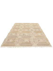 Handwoven Jute & Wool Rug with Geometric X Pattern in Natural & Ivory – Flatweave