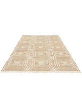 Load image into Gallery viewer, Handwoven Jute &amp; Wool Rug with Geometric X Pattern in Natural &amp; Ivory – Flatweave
