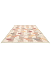 Load image into Gallery viewer, Handwoven Jute &amp; Wool Rug with Multicolor Geometric Pattern – Flatweave
