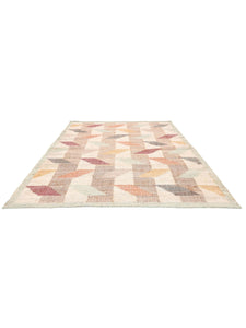 Handwoven Jute & Wool Rug with Multicolor Geometric Pattern – Flatweave