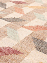 Load image into Gallery viewer, Handwoven Jute &amp; Wool Rug with Multicolor Geometric Pattern – Flatweave
