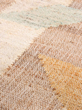 Load image into Gallery viewer, Handwoven Jute &amp; Wool Rug with Multicolor Geometric Pattern – Flatweave
