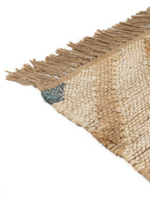 Load image into Gallery viewer, Handwoven Jute &amp; Wool Rug with Diamond Pattern in Blue &amp; Beige – Flatweave
