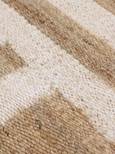 Load image into Gallery viewer, Handwoven Jute &amp; Wool Rug with Striped Cross Pattern in Natural &amp; Ivory – Flatweave
