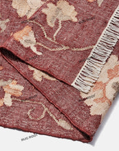Load image into Gallery viewer, Handwoven Floral Wool Rug with Vintage-Inspired Design &amp; Rich Burgundy Tones
