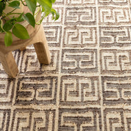 Handwoven Jute Rug with Geometric Design in Natural & Brown