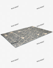 Load image into Gallery viewer, Handwoven Wool &amp; Jute Rug with Tribal Diamond Pattern - Charcoal &amp; Natural
