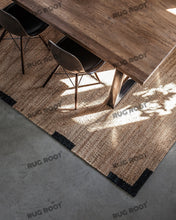 Load image into Gallery viewer, Handcrafted Jute &amp; Wool Rug with Minimalist Border Design | Natural &amp; Black
