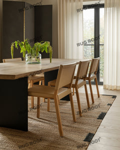 Handcrafted Jute & Wool Rug with Minimalist Border Design | Natural & Black