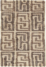 Load image into Gallery viewer, Handwoven Jute Rug with Geometric Design in Natural &amp; Brown
