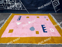 Load image into Gallery viewer, Handwoven Moroccan Dream | Beni Ourain Rug with Vibrant Pink &amp; Mustard Details

