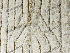 Handwoven Serenity | Off-White Beni Ourain Rug with Fluffy Wool and Modern Design