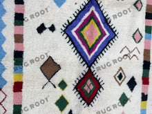 Load image into Gallery viewer, Moroccan Blue Rhapsody | Handwoven Beni Ourain Rug in Vibrant Hues | Genuine Lambswool
