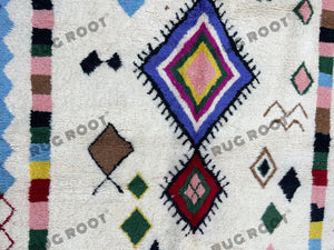 Moroccan Blue Rhapsody | Handwoven Beni Ourain Rug in Vibrant Hues | Genuine Lambswool