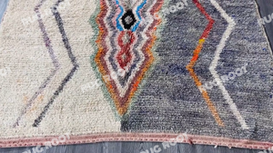 Modern Moroccan Wool Rug | Abstract Boujaad Design in Warm Earth Tones