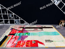 Load image into Gallery viewer, Vibrant Moroccan Azilal Rug | Handwoven Wool Art with Abstract Expressionist Motifs
