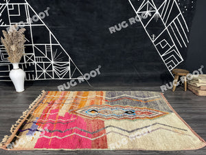 Modern Moroccan Wool Rug | Abstract Boujaad Design in Warm Earth Tones