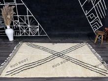Load image into Gallery viewer, Moroccan Artistry | Handwoven Beni Ourain Rug with Bold Black Lines
