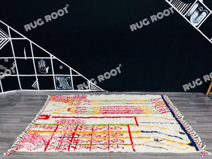 Moroccan Modernism | Handcrafted Azilal Rug with Colorful Abstract Design