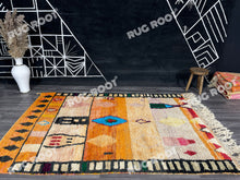 Load image into Gallery viewer, Boho Chic Retreat | Orange Shag Moroccan Rug with Vintage Berber Patterns
