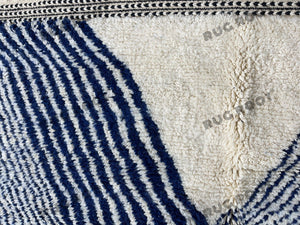 Modern Moroccan Retreat | Handwoven Wool Beni Ourain Rug with Indigo Accents