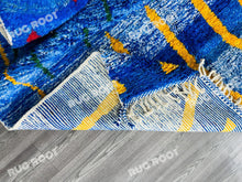 Load image into Gallery viewer, Vivid Blue Moroccan Azilal Rug | Handwoven Wool Art with Red Diamond Motifs
