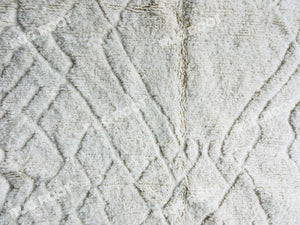 Bohemian Chic Rug | Handwoven Moroccan Wool in Creamy White with Black Trim