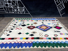 Load image into Gallery viewer, Moroccan Blue Rhapsody | Handwoven Beni Ourain Rug in Vibrant Hues | Genuine Lambswool
